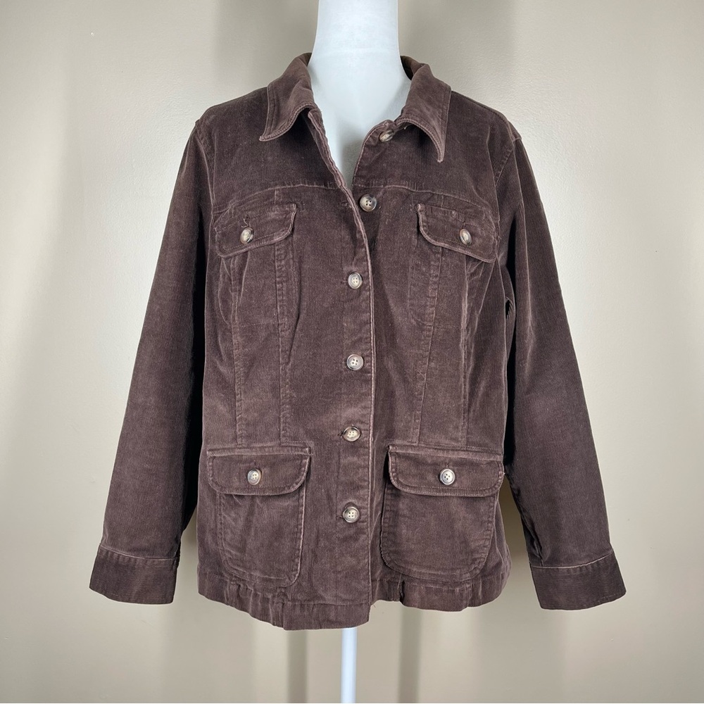 St John’s Bay Women’s Brown Corduroy Jacket Size 1X